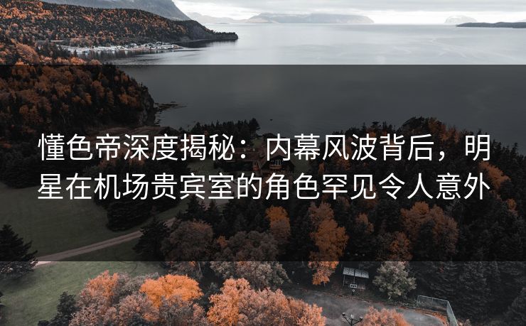懂色帝深度揭秘:内幕风波背后,明星在机场贵宾室的角色罕见令人意外 懂色帝深度揭秘:内幕风波背后,明星在机场贵宾室的角色罕见令人意外