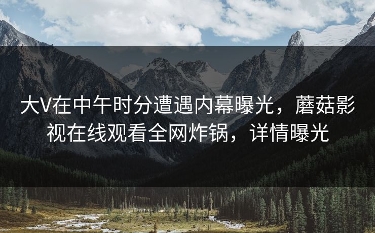 大V在中午时分遭遇内幕曝光,蘑菇影视在线观看全网炸锅,详情曝光 大V在中午时分遭遇内幕曝光,蘑菇影视在线观看全网炸锅,详情曝光