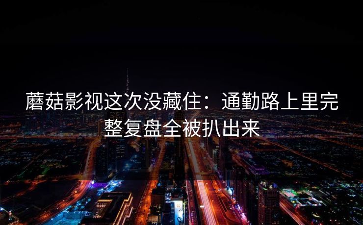 蘑菇影视这次没藏住:通勤路上里完整复盘全被扒出来 蘑菇影视这次没藏住:通勤路上里完整复盘全被扒出来