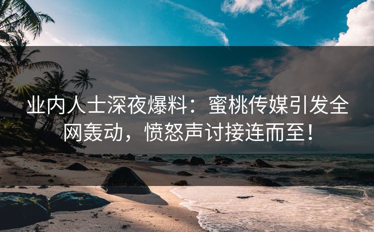 业内人士深夜爆料：蜜桃传媒引发全网轰动，愤怒声讨接连而至！